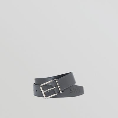 Horseferry Print Leather Belt Sepia Grey - Men | Burberry® Official