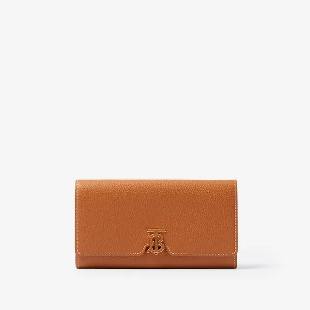 Grainy Leather TB Continental Wallet in Warm Russet Brown - Women