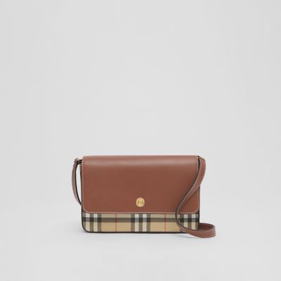 Vintage Check and Leather Penny Bag in Archive Beige/tan - Women | Burberry® Official