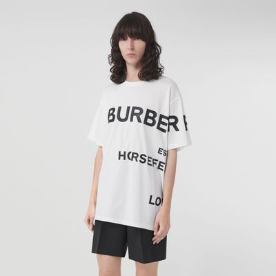 Horseferry Print Cotton Oversized T-shirt White | Burberry® Official