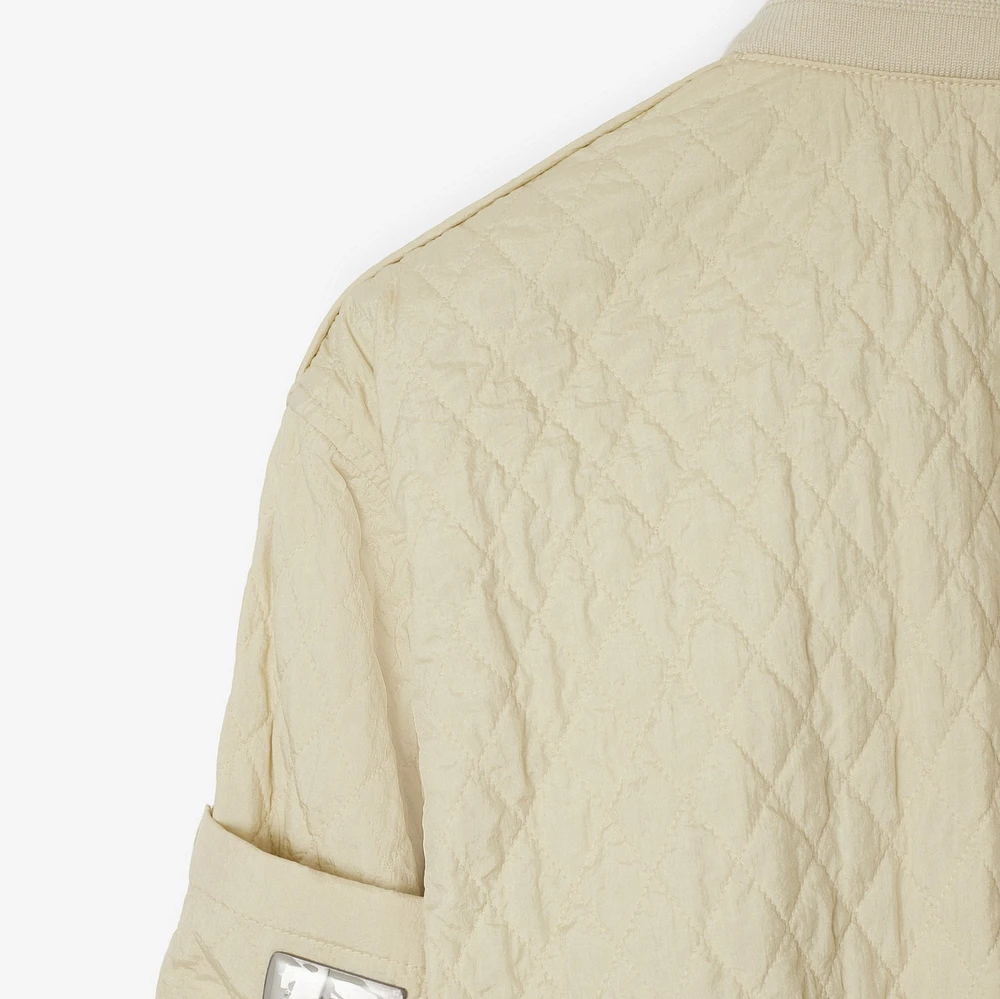 Cropped Quilted Nylon Bomber Jacket in Plaster - Women | Burberry® Official