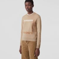 Horseferry Square Wool Blend Jacquard Sweater Soft Fawn - Women | Burberry® Official