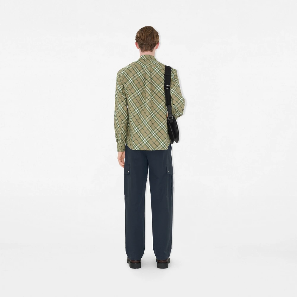 Regular Fit Check Cotton Shirt in Saxon - Men | Burberry® Official