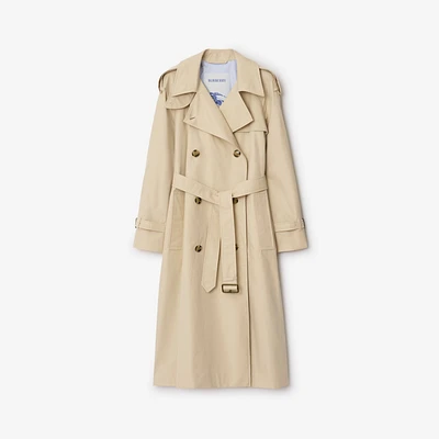 Long Highgrove Castleford Trench Coat in Nutmeg - Women, Cotton | Burberry® Official