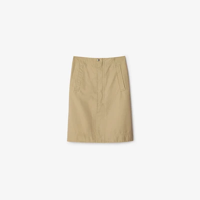 Cotton Midi Skirt in Beige - Women, Nylon, Technical | Burberry® Official