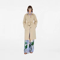Long Highgrove Gabardine Car Coat in Nutmeg - Women, Cotton | Burberry® Official