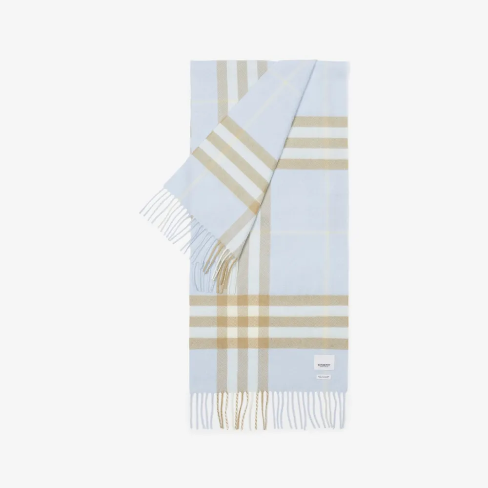 Check Cashmere Scarf in Blue | Burberry® Official