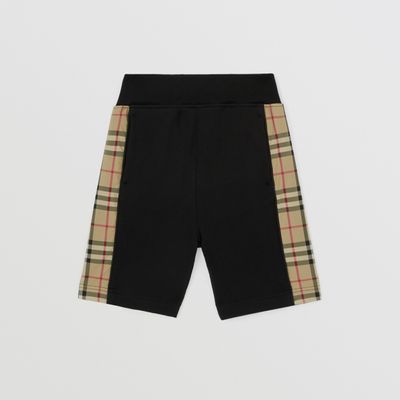 Vintage Check Panel Cotton Shorts Black | Burberry® Official