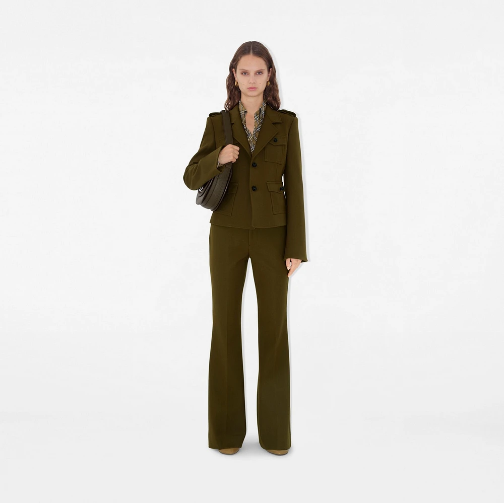 Nylon Wool Blend Tailored Trousers in Furrow - Women | Burberry® Official