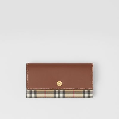 Vintage Check and Leather Continental Wallet in Archive Beige/tan - Women | Burberry® Official