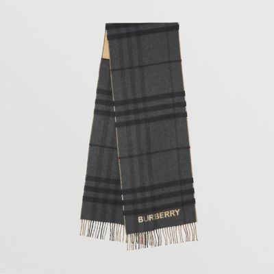 Burberry Contrast Check Cashmere Scarf in Archive Beige/birch Brown, Burberry® Official