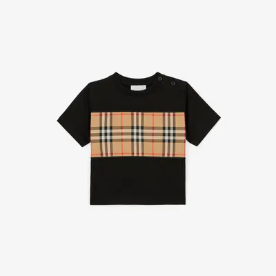 Vintage Check Panel Cotton T-shirt in Black | Burberry® Official