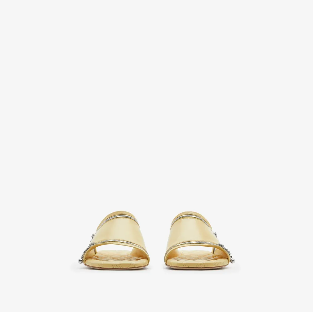 Leather Peep Slides in Daffodil - Women | Burberry® Official