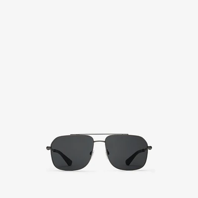 Metal Logo Aviator Sunglasses in Black | Burberry® Official