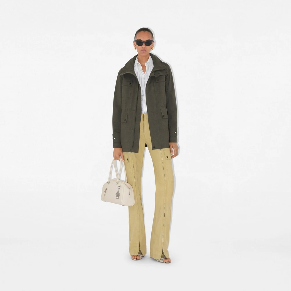 Stretch Wool Field Jacket in Moss melange - Women, Nylon, Technical | Burberry® Official