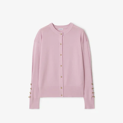 B Crest Wool Cardigan in Dawn - Women, Silk | Burberry® Official