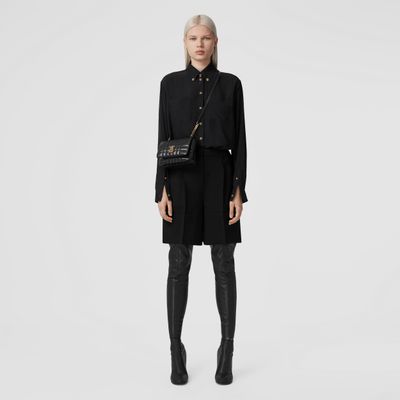 Cuff Detail Mohair Wool Tailored Shorts Black - Women | Burberry® Official