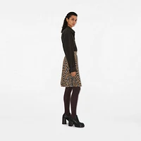 Pleated Check Wool Blend Skirt in Linden - Women, Nylon | Burberry® Official