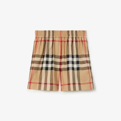 Check Cotton Shorts in Archive beige - Women | Burberry® Official