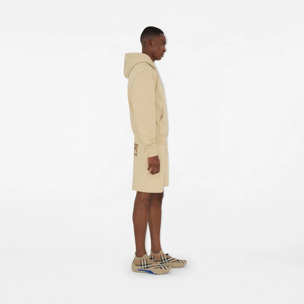 Check Label Cotton Shorts in Nutmeg - Men | Burberry® Official