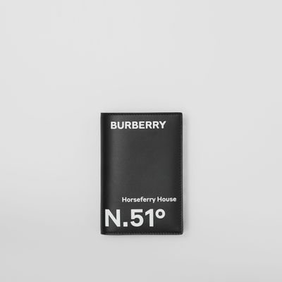 Coordinates Print Leather Passport Holder in Black - Men | Burberry® Official