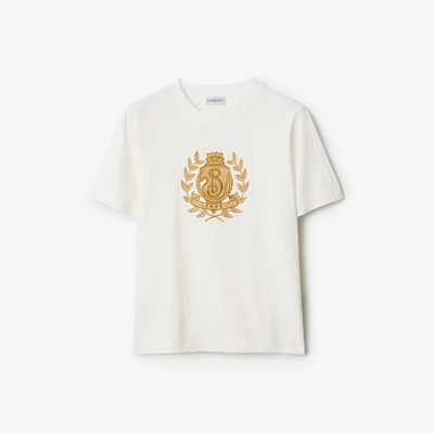 B Crest Cotton T-shirt in Chalk - Women | Burberry® Official