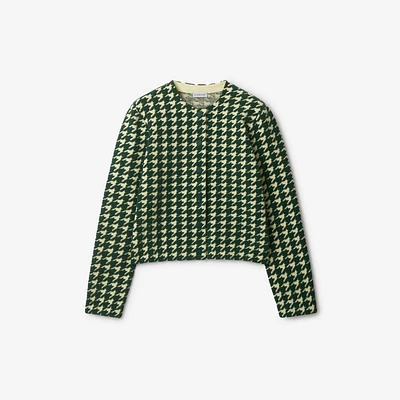 Houndstooth Cotton Blend Cardigan in Ivy - Women, Nylon, Technical | Burberry® Official