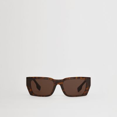 B Motif Rectangular Frame Sunglasses in Tortoiseshell - Women | Burberry® Official