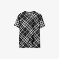 Check Stretch Cotton Blend T-shirt in Black/white - Men | Burberry® Official