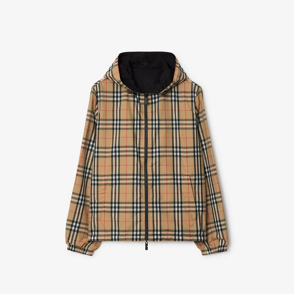 Reversible Check Hooded Jacket in Sand - Men | Burberry® Official