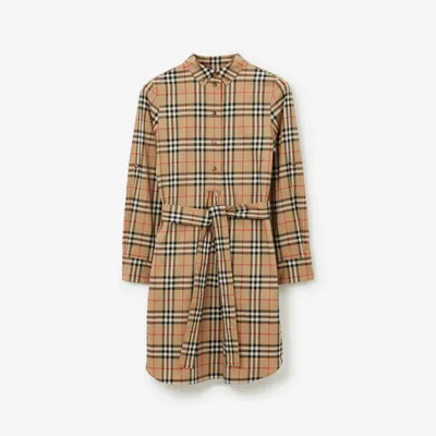 Check Shirt Dress in Archive beige - Women, Cotton | Burberry® Official