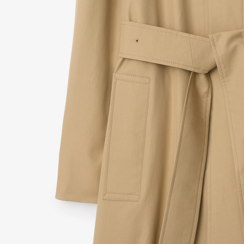 Long Gabardine Car Coat in Flax - Women, Cotton | Burberry® Official