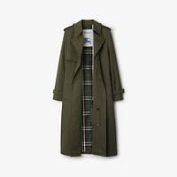 Long Cotton Blend Trench Coat in Military - Women | Burberry® Official