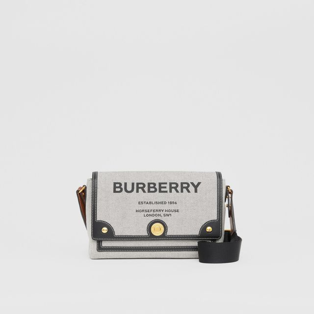 Burberry Beige/Tan Canvas and Leather Horseferry Note Crossbody Bag