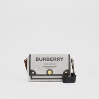 Horseferry Print Canvas Note Crossbody Bag in Black/black/tan - Women | Burberry® Official