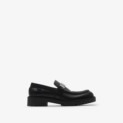 Leather Raft Loafers in Black - Men | Burberry® Official