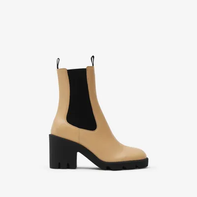 Leather Stride Chelsea Boots in Custard - Women | Burberry® Official