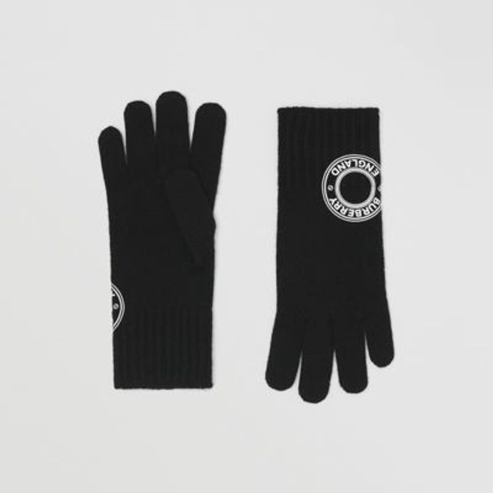 Logo Graphic Cashmere Blend Gloves Black | Burberry United States