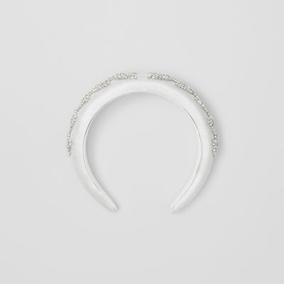Crystal-embellished Silk Blend Hairband in Optic White - Women | Burberry® Official