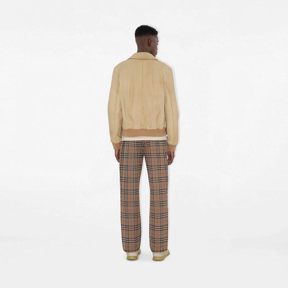 Check Cotton Blend Track Pants in Nut - Men | Burberry® Official