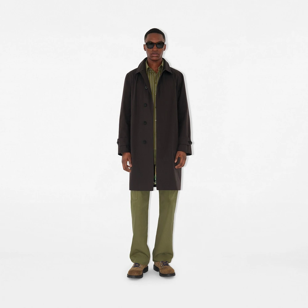 Long Highgrove Gabardine Car Coat in Cog - Men | Burberry® Official