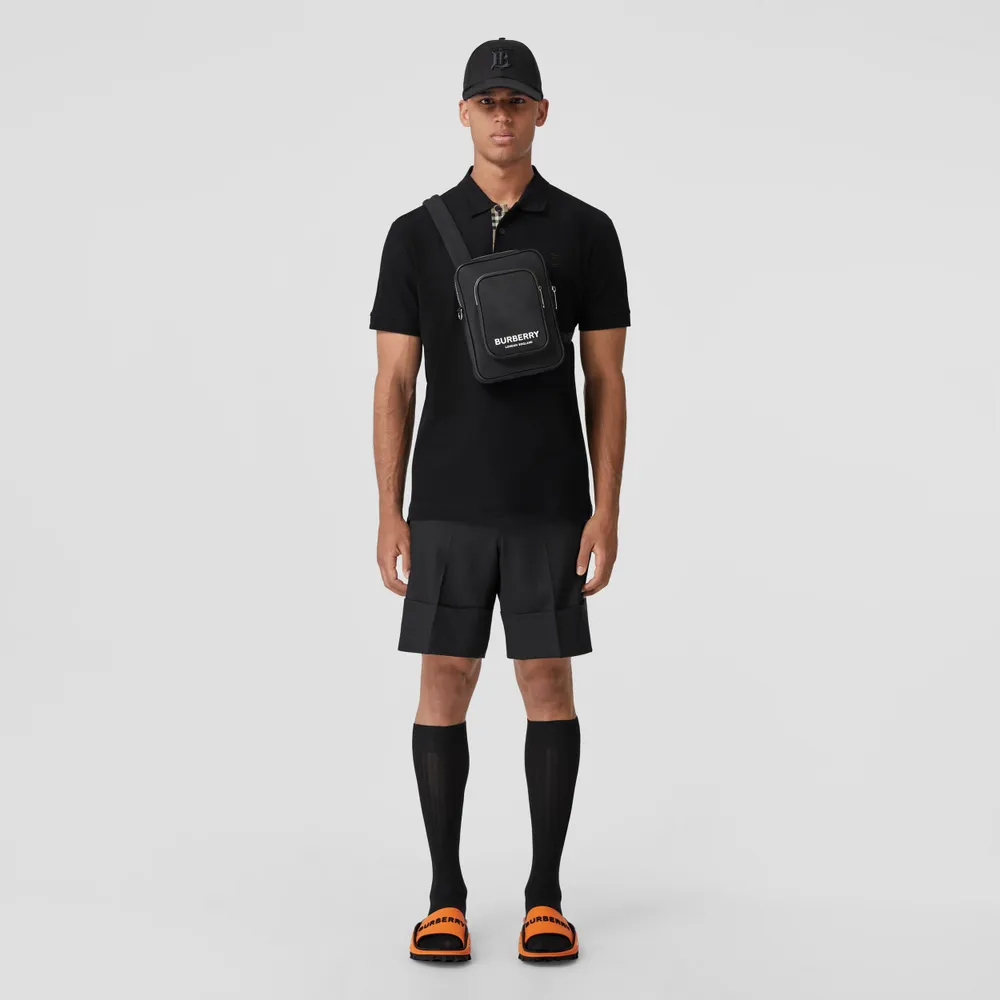 Monogram Motif Cotton Piqué Polo Shirt Black - Men | Burberry® Official