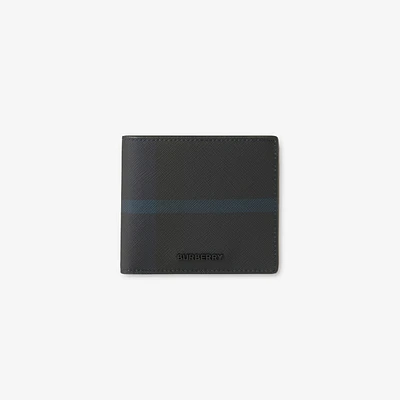 Check Bifold Coin Wallet in Navy - Men, Canvas | Burberry® Official