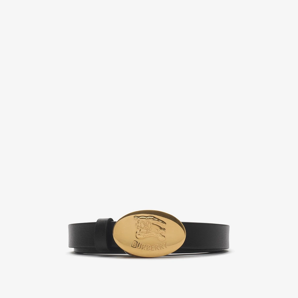 Thin Reversible Leather Oval Knight Stamp Belt in Black/hazel - Women | Burberry® Official