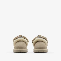 Suede and Shearling Chubby Mules in Hunter - Women | Burberry® Official