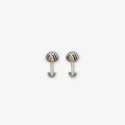 Enamel Check Cufflinks in Silver - Men | Burberry® Official