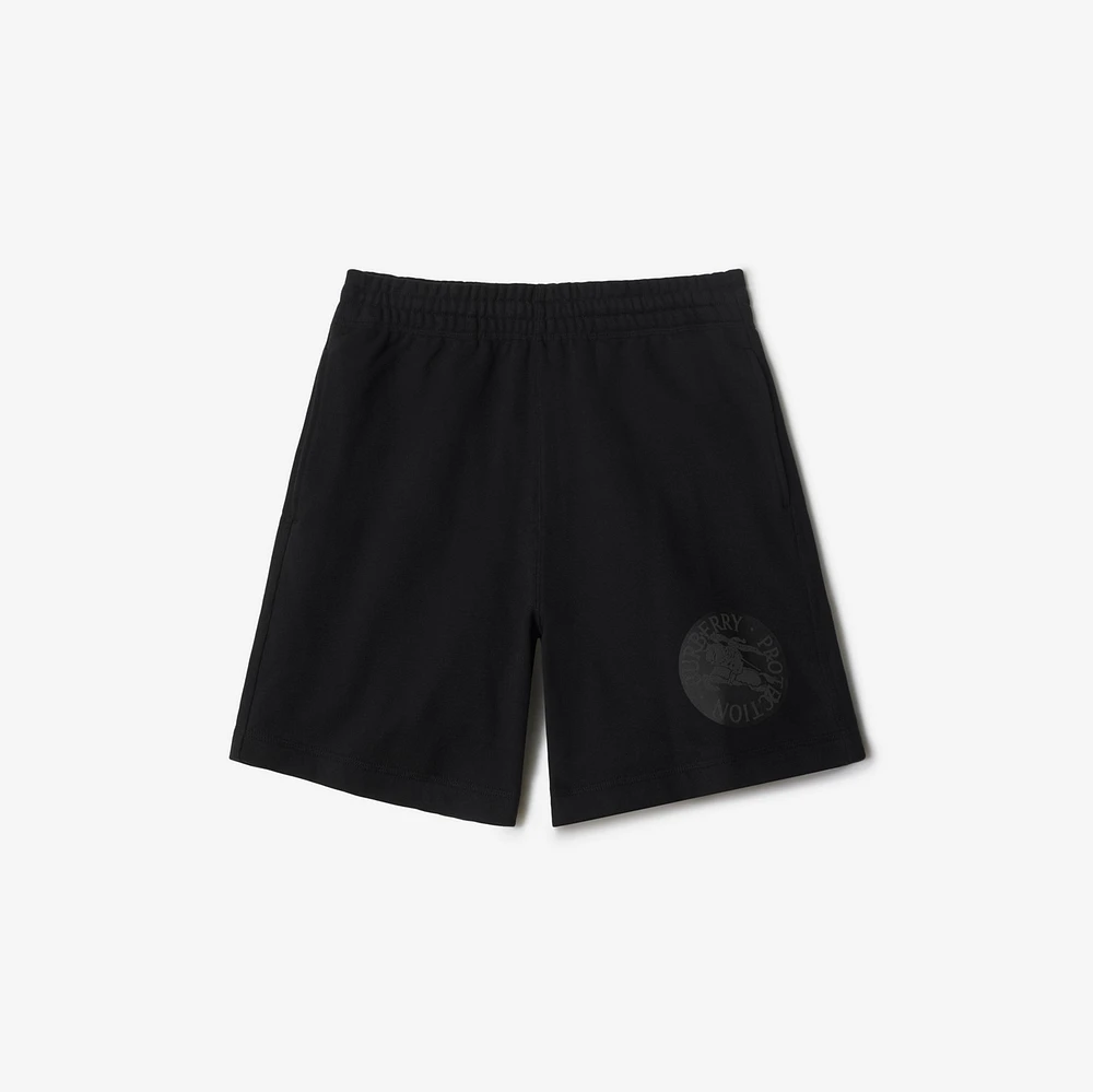 EKD Badge Cotton Shorts in Black - Men | Burberry® Official