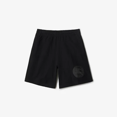 EKD Badge Cotton Shorts in Black - Men | Burberry® Official