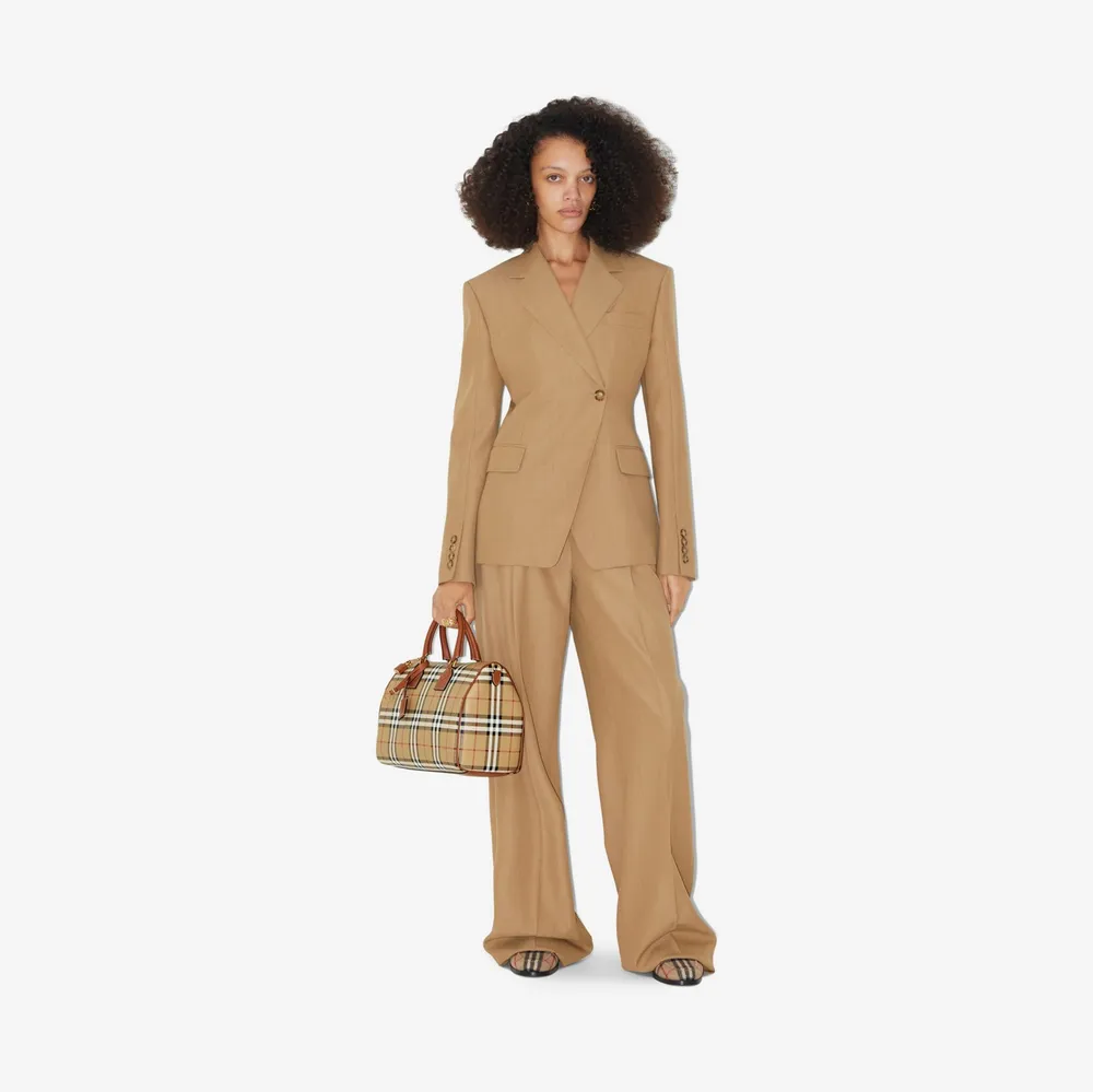 Check Mini Bowling Bag in Archive Beige/briar Brown - Women