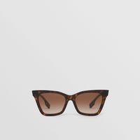Check Detail Square Frame Sunglasses in Tortoiseshell/beige | Burberry® Official